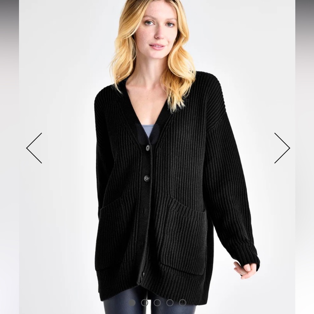 Splendid Black Button-Up Gigi Cardigan| Silk Blend |